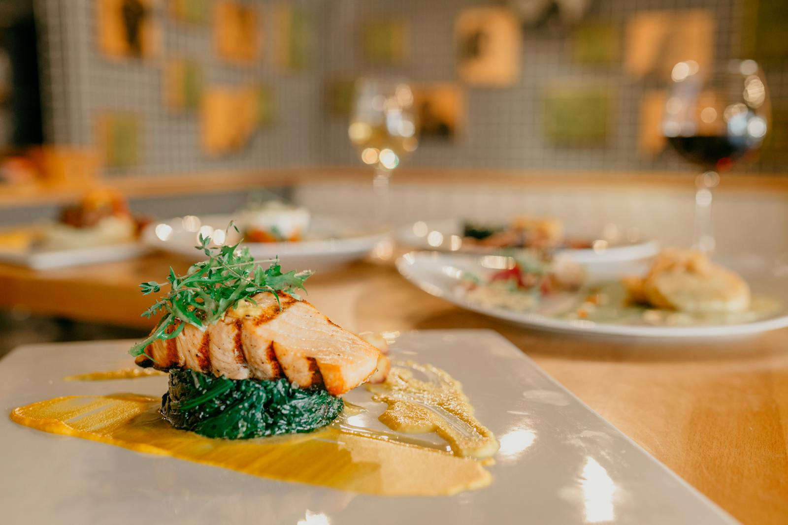 Appetizing salmon steak served on plate